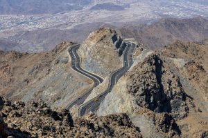 Saudi Arabia, Mecca, Taif, Aerial view of Al Hada Road